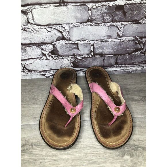 UGG Australia 1791 Hamoa Pink Leather Flip Flop Thong Sandals Women Sz 10M US/41 - Picture 8 of 16